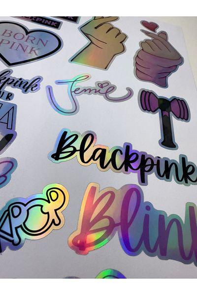 cakaybu مجموعة ملصقات الهولوغرام Blackpink K-pop (17 قطعة) - ملصق للكمبيوتر المحمول والكمبيوتر المحمول والهاتف