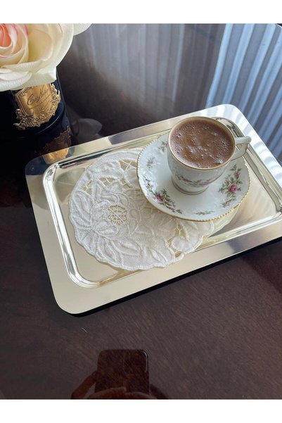 QBR Home منديل عرض كوكتيل مطرز بالثقب (قطعة واحدة)