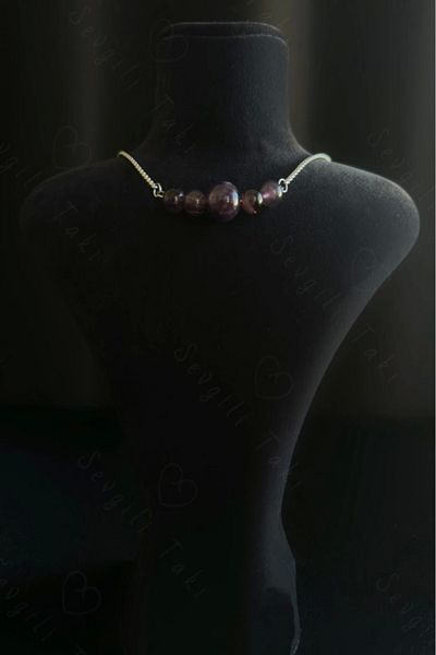 SEVGİLİ TAKI Amethyst Natural Stone Steel Necklace - Mixed Series