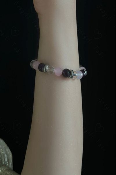 SEVGİLİ TAKI Amethyst and Quartz Natural Stone Bracelet -777 Series