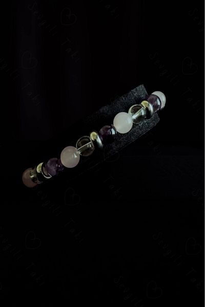 SEVGİLİ TAKI Amethyst and Quartz Natural Stone Bracelet -777 Series