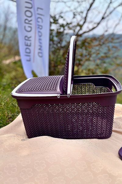 LİGROUND New Pearl Patterned 30Lt Picnic Set Barbecue Bag Rattan Picnic Basket