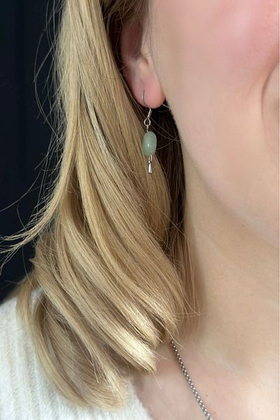 SEVGİLİ TAKI Aventurine Natural Stone Steel Earrings - Vega Series
