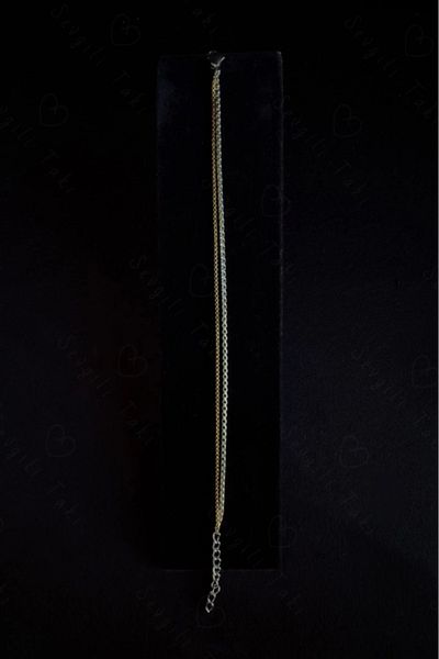 SEVGİLİ TAKI Gold-silver Steel Bracelet with Two Chains| Dear Jewelry Collection