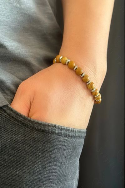 SEVGİLİ TAKI Wood Jasper Natural Stone Bracelet -sirius Series