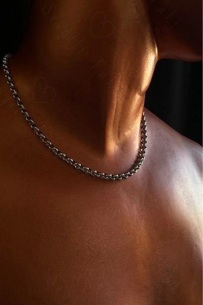 SEVGİLİ TAKI Oval Model Choker Steel Chain Necklace |   Choker Series