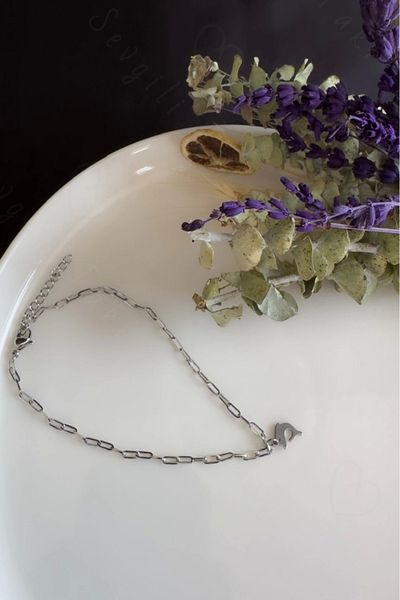 SEVGİLİ TAKI Dolphin Charm Steel Anklet| Sea Series