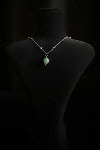 SEVGİLİ TAKI Amazonite Natural Jewelled Steel Necklace - Planet Series
