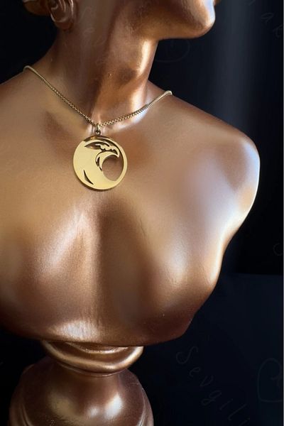 SEVGİLİ TAKI Horus Series -GoldSteel Necklace with Hawk Head