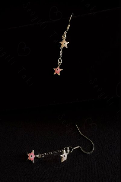 SEVGİLİ TAKI Pembe Yıldız Charmlı Çocuk Çelik Küpe -Vega Serisi