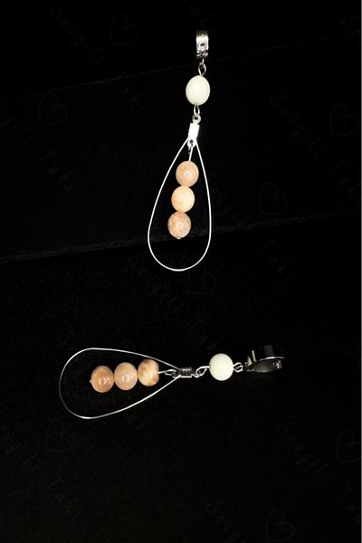 SEVGİLİ TAKI Natural Stone Sun and Moon Steel Earrings - Vega Series