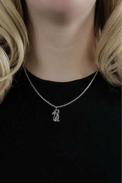 SEVGİLİ TAKI Steel Necklace with Cat Charm| Vega Series