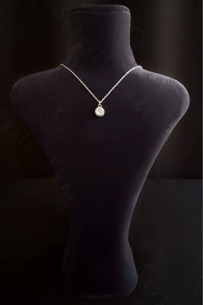 SEVGİLİ TAKI Silver Steel Necklace - Jewelry Collection with Stone Charm and Lover