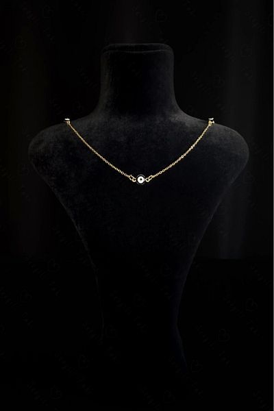 SEVGİLİ TAKI Evil Eye Beaded Gold Steel Necklace -777 Series