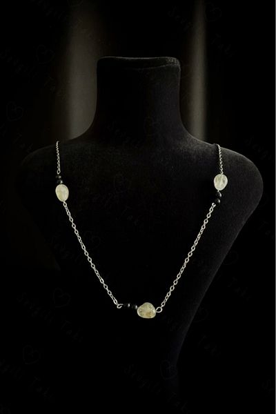 SEVGİLİ TAKI Star And Citrine Natural Stone Steel Necklace| Happiness Series