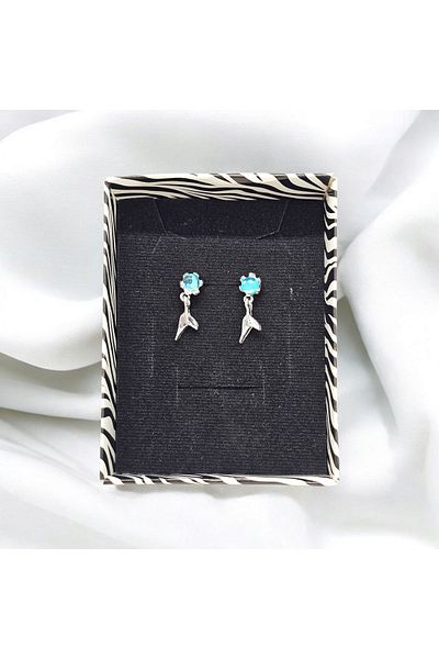 Dark Wind Mermaid Tail Blue Stone Women's Elegant Earrings |   Stylish Gift Jewelry
