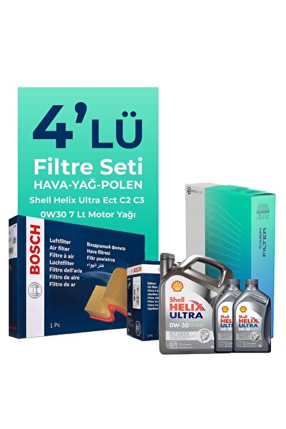 Otto Filter BOSCH Ford Courier 1.5 EcoBlue Filtre Bakım Seti Shell Motor Yağlı (2018-2023) 4 Lü
