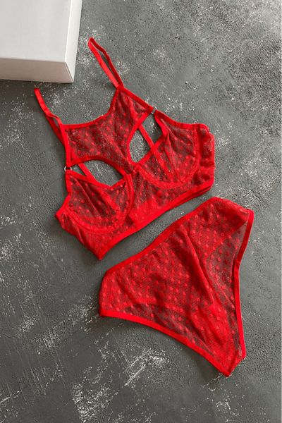 Gece İncisi Polka Dot Tulle Bustier Set