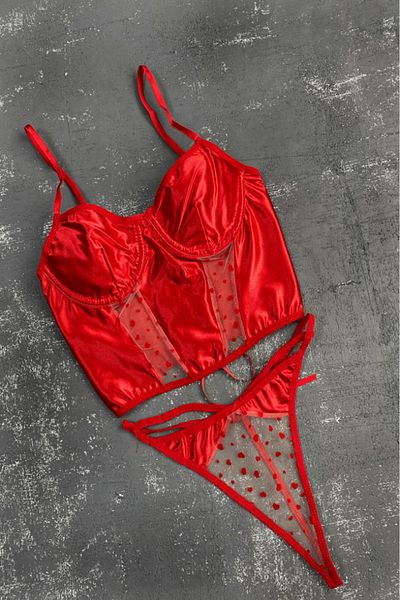 Gece İncisi Heart Corset Set