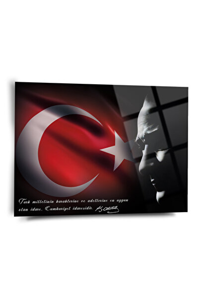 Shiny Art Türk Bayrağı Atatürk Cam Tablo - Cam Tablolar-Atatürk Tablo-Atatürk...