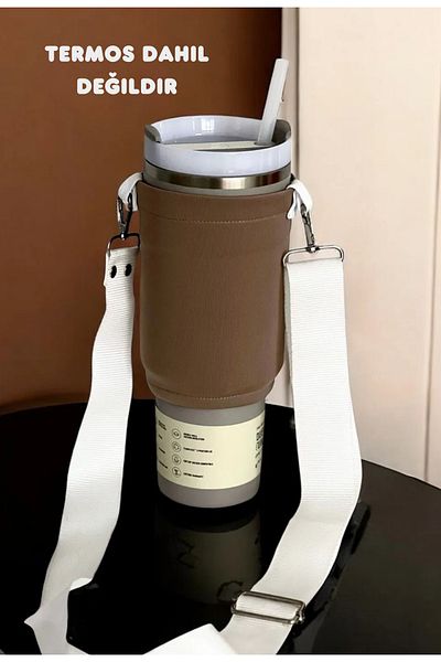 JACA Quencher 1.18 Lt Thermos Compatible Hanging Case Bag and Color Shoulder Strap Accessory with Straw