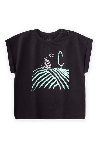 Cigit Tricou cu imprimeu tractor negru de 1-5 ani