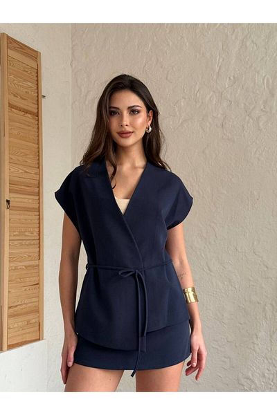 SOFT Side-Tied, Wrap, Stylish Vest-Shorts Skirt Set