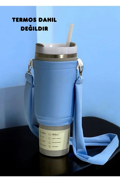 JACA Quencher 1.18 Lt Thermos Compatible Hanging Case Bag and Color Shoulder Strap Accessory with Straw
