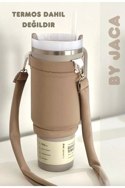 JACA Quencher Straw 1.18 Lt Thermos for Hanging Case Bag and Colorful Shoulder Strap Accessory