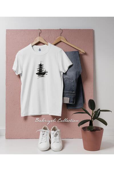 Bahriyeli Collection Oversize Black Temple Japan Illustration Designed Unisex...