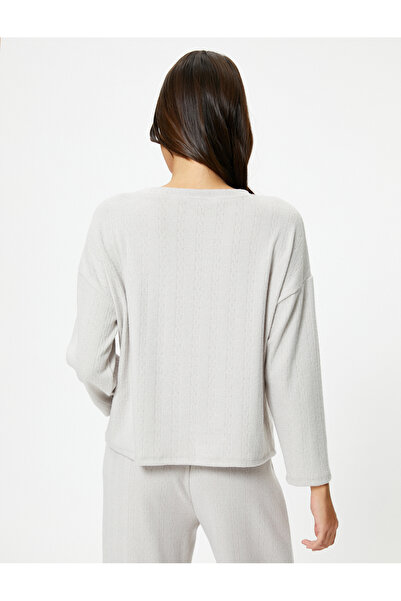 Koton Pajama Top Long Sleeve Crew Neck Textured Comfortable Cut