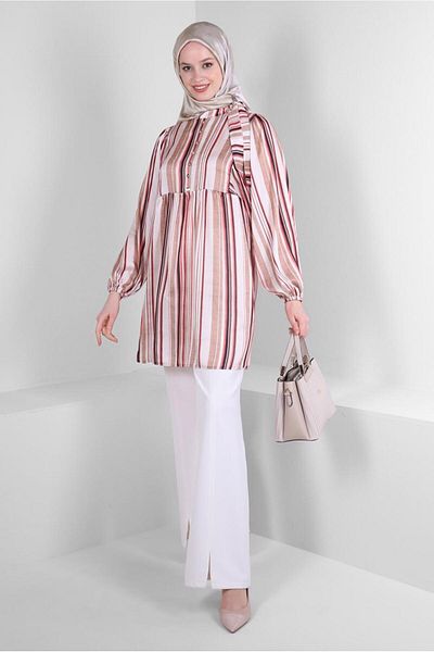 Alvina STRIPED TIE-DETAIL WIDE ARM TUNIC 43735