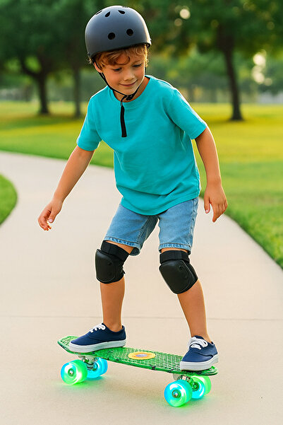 CAN 65 cm LED Işıklı Kaykay – Renkli Yumuşak Silikon Tekerlekli, Metal Bağlantılı Cruiser Board