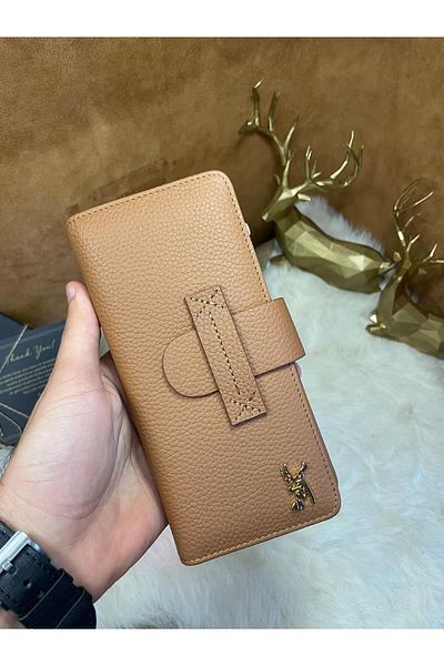 SANAT Sl-2183 Genuine Leather Patina Stylish Women's Portfolio Wallet 19cm X 9cm