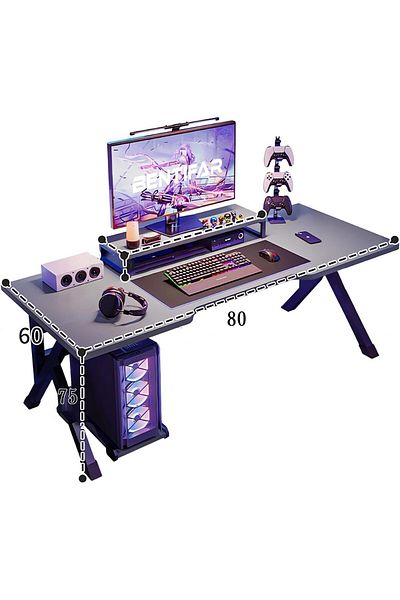 VINNYSEN Gaming Desk, Computer Desk Home Office Desk Extra Large Modern Ergonomic Black Pc Table (80*60CM)