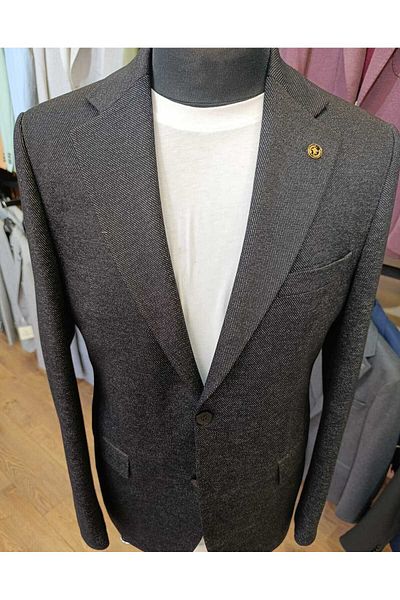 Ted Davıd Black Diagonal Pattern Blazer Jacket