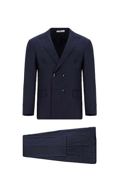 Kiğılı Super Slim Fit Extra Slim Fit Striped Wool Double Breasted Suit