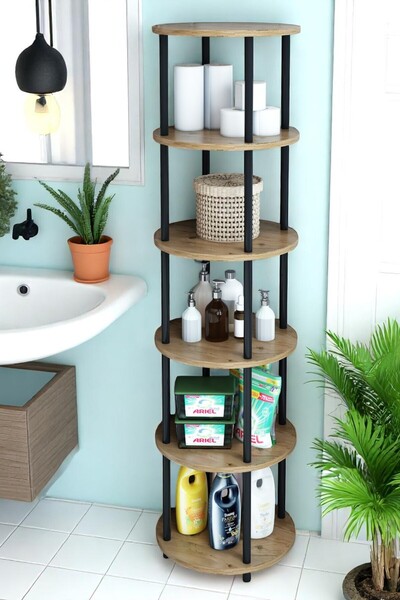 Modalanka 6 Raflı Yuvarlak Banyo Dolabı Rafı Banyo Düzenleyici Banyo Kileri H...
