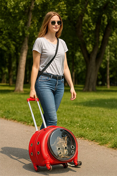 Pet Club Tekerlekli Kedi Köpek Taşıma Çantası, Çekçekli Taşıma Valizi