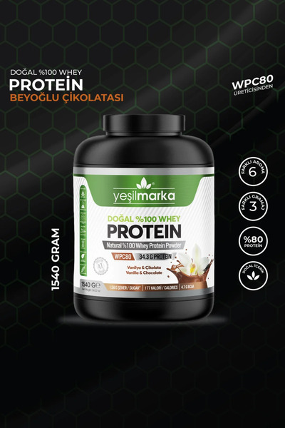 yeşilmarka Doğal Whey Protein Tozu Cikolata / Vanilya 1540 gr