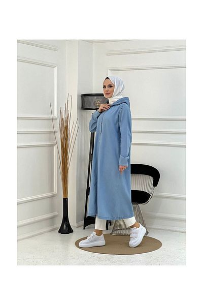 VELLICHOR Τζιν καπέλο με κουκούλα- Denin παλτό μπλε-75