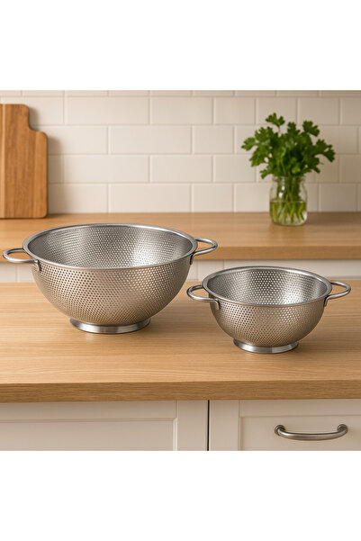 Hanedan HOME 2'li Süzgeç, Paslanmaz Çelik Süzgeç, Makarna Süzgeci - 20 Cm Ve ...
