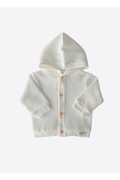 kitikate Organic Seersucker Cardigan Ecru