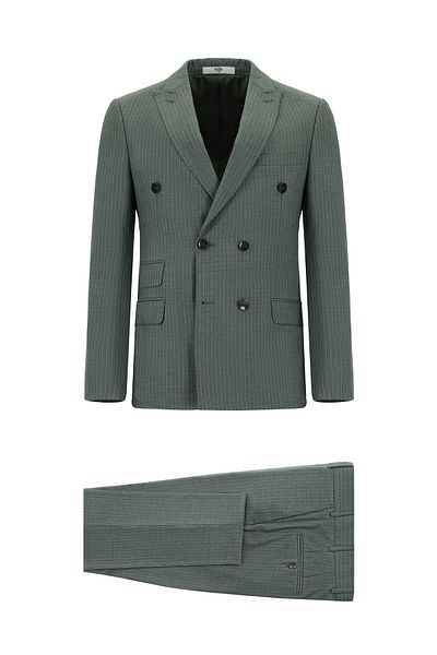Kiğılı Super Slim Fit Extra Slim Fit Striped Double Breasted Suit