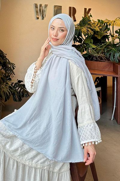 lamelif Comfort Βαμβακερό Σάλι Ασημί Γκρι