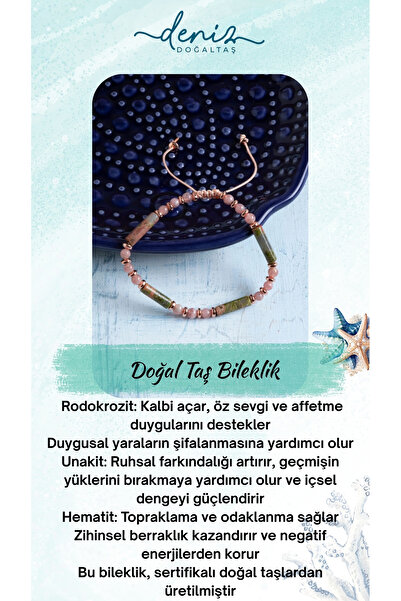 Deniz Doğal Taş سوار قابل للتعديل من حجر الرودوكروسيت والناكيت والهيماتيت الط...