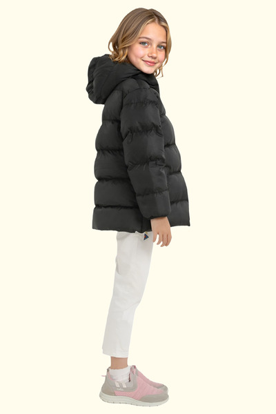 Firststops Dívčí bunda Puffer - fleece, chlupatá kapuce, voděodolná, větruodolná a kapsa