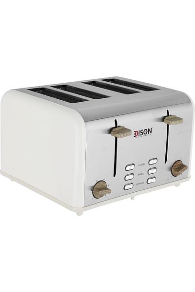 Edison Electric Toaster, 1600 Watt, 4 Slices - Wooden Beige