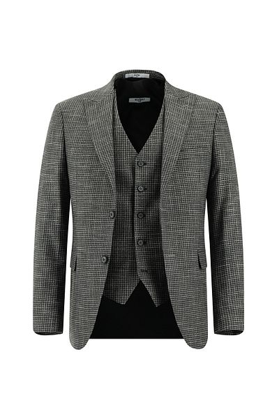 Kiğılı Plaid Patterned Slim Fit Vest Combined Suit
