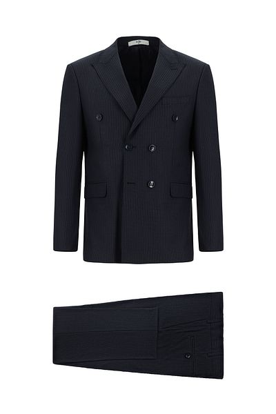 Kiğılı Slim Fit Slim Fit Striped Woolen Double Breasted Suit